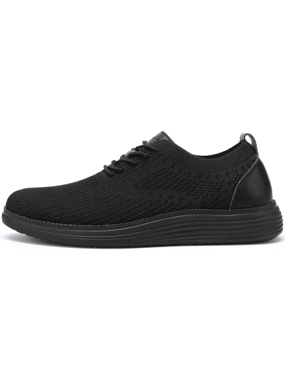 Men's Black Knit Comfortable Casual Lace-Up Oxfords Breathable Walking Sneakers